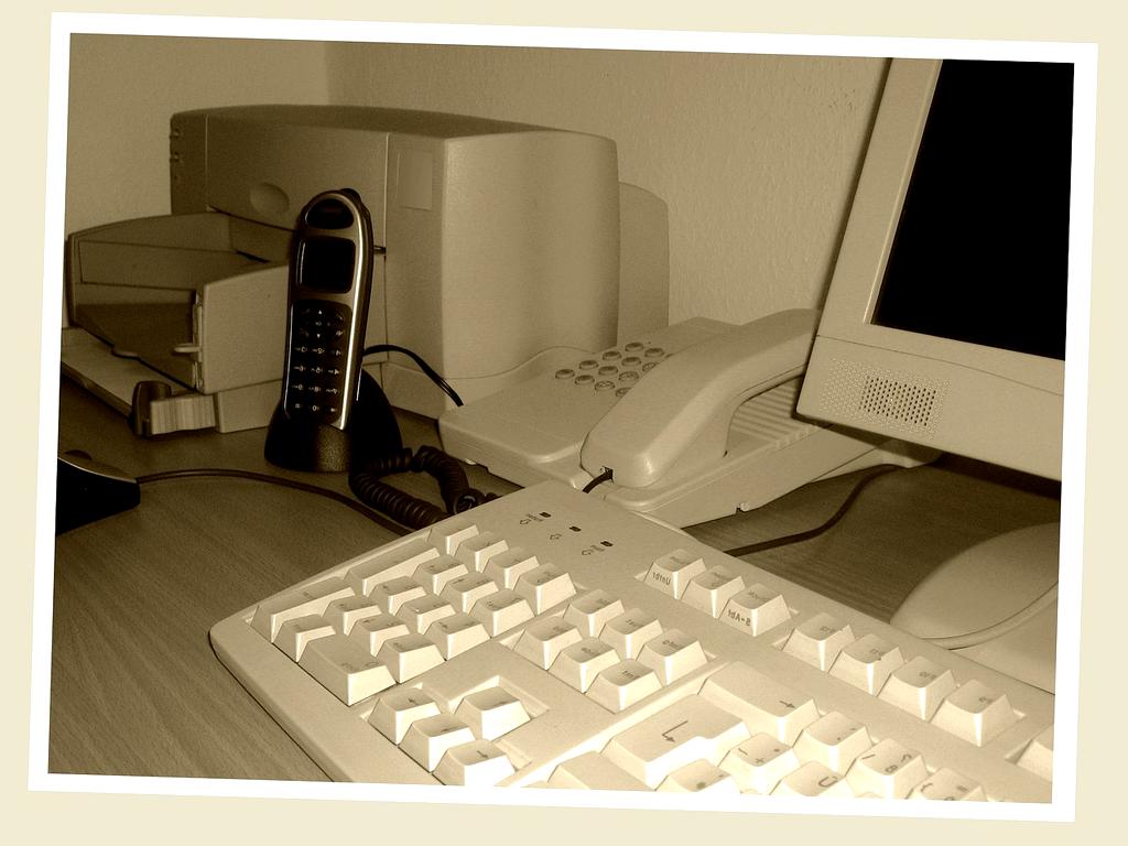 Professional office printer in modern workspace